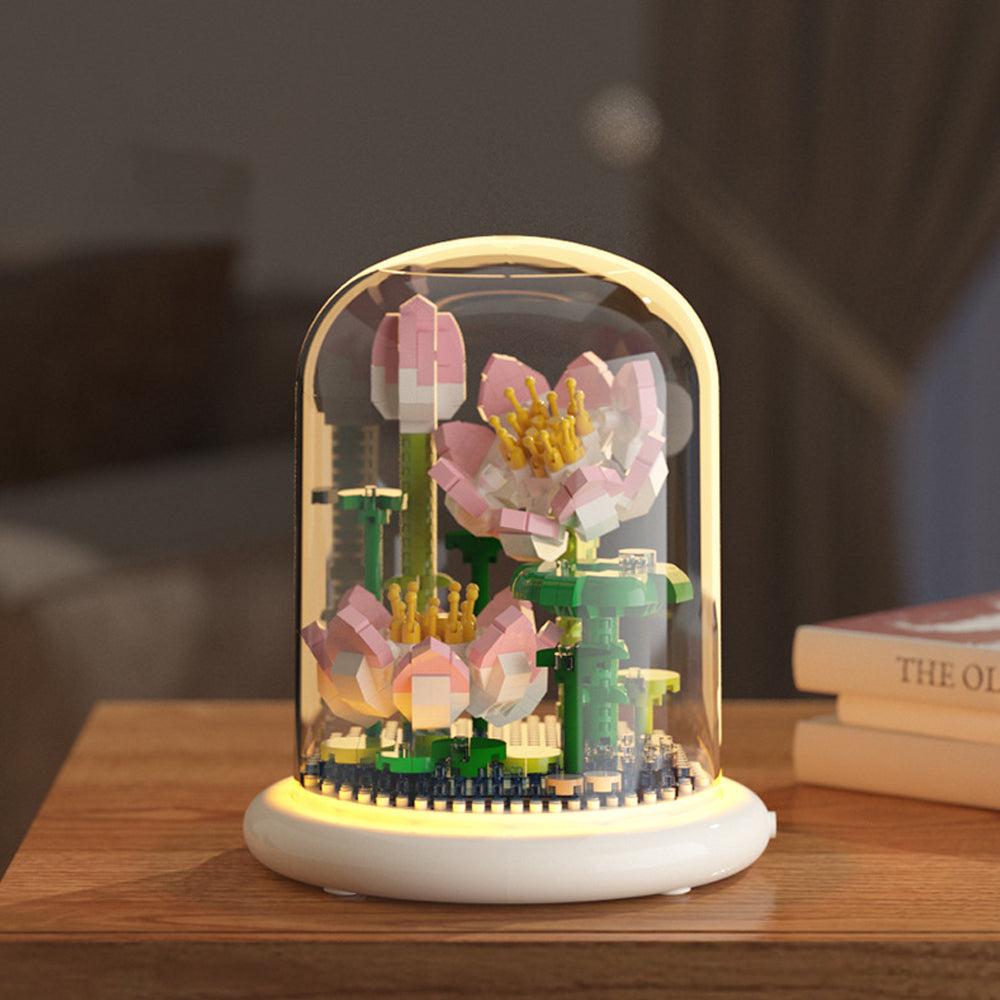 Light-Up Flower Building Blocks Kits with Dust Cover
