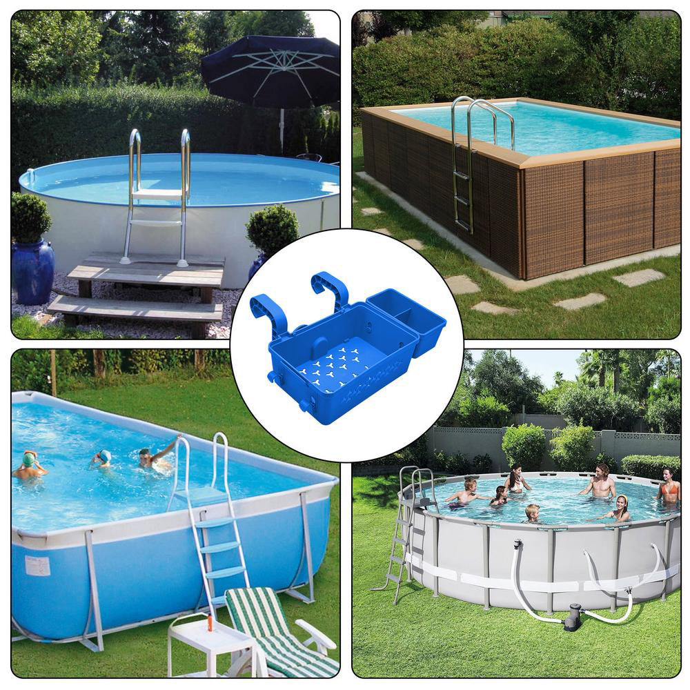 Hanging Removable Poolside Storage Basket with Cup Holders