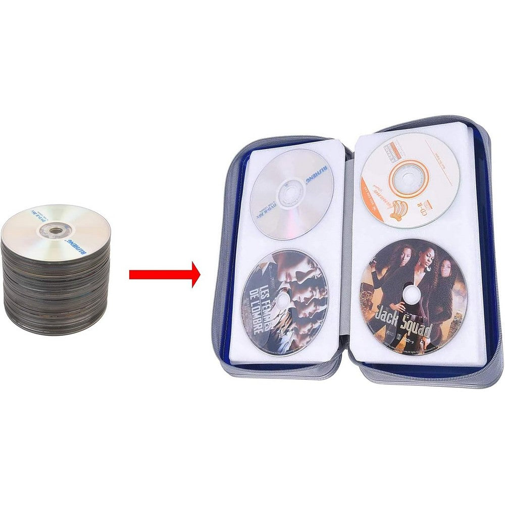 CD Case 96 Capacity CD Holder Case Portable CD DVD Storage Organizer