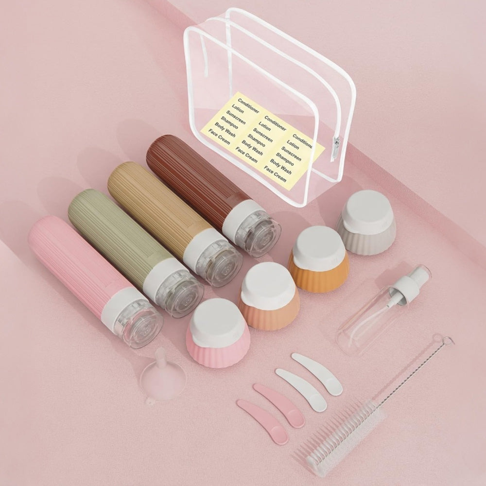 18 Piece Silicone Leak Resistant Travel Toiletry Bottle Set