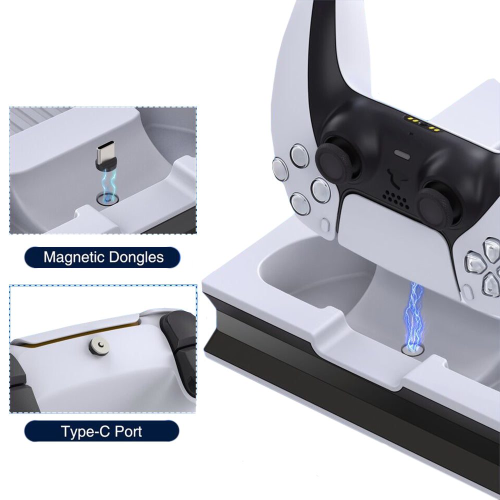 For PS5 Vertical Stand Cooling Fan with Dual Controller Charging Dock Station
