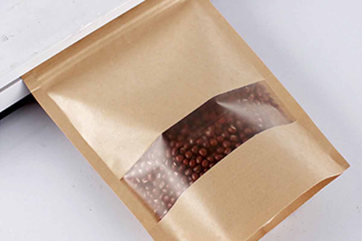 100Pcs 9x14cm Resealable Kraft Paper with Visible Window