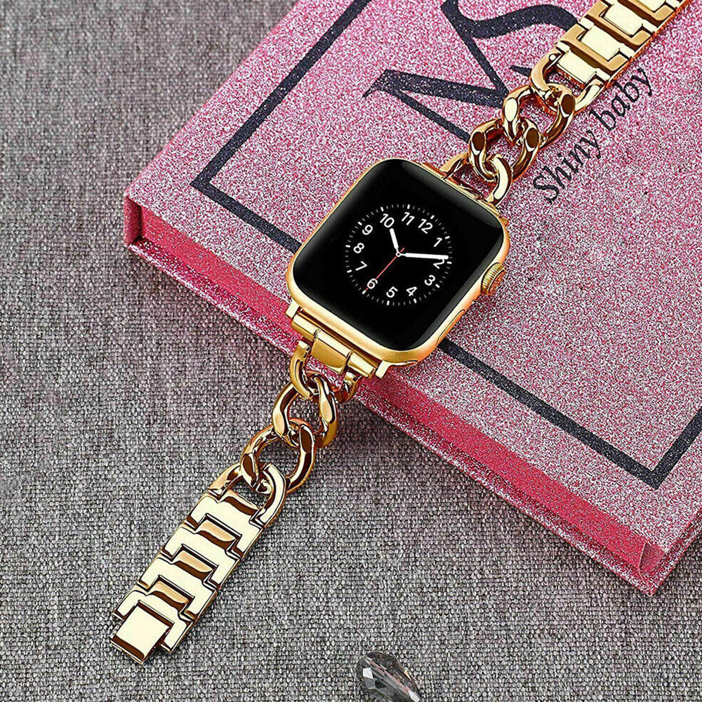 Metal Strap Band for Apple Watch Series 8 7 6 5 4 3 2 1 49mm 46mm 45mm 44mm 42mm-Gold