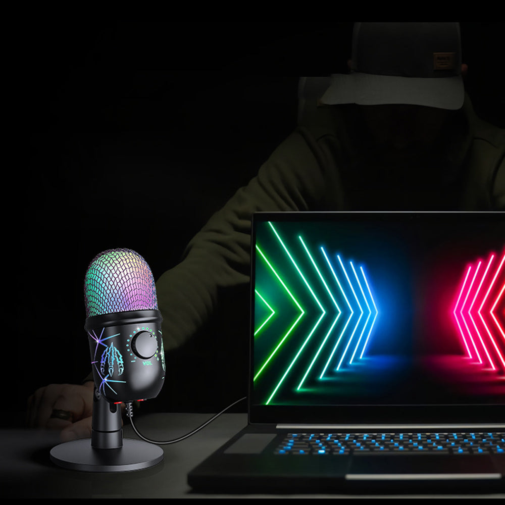 2Pcs USB Gaming Live Microphone with RGB Luminous