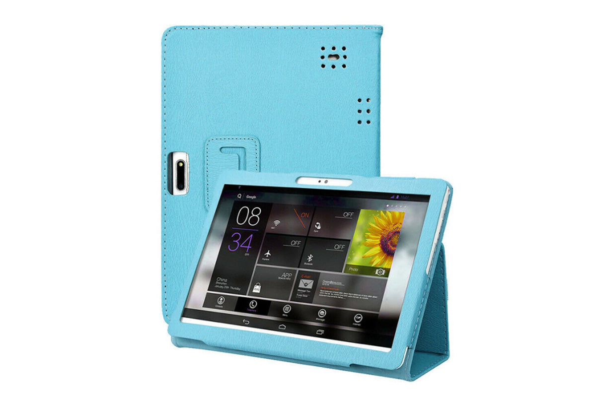 Universal 10 10.1 Inch Android Tablet Case Rotatable Multiple Viewing Stand Case-Blue