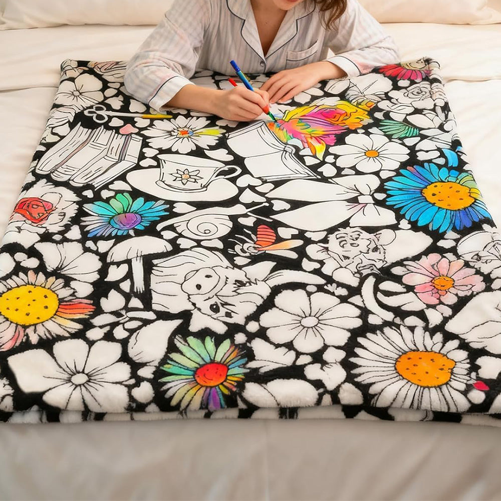 DIY Washable Coloring Blanket Reusable Coloring Art Mat-Style 3