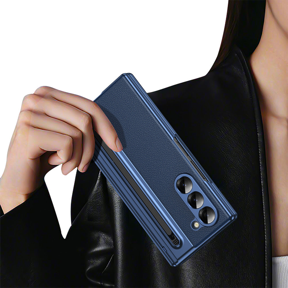 Phone Case for Samsung Z Fold 7 with Pen Holder Full Coverage Hinge Protection
