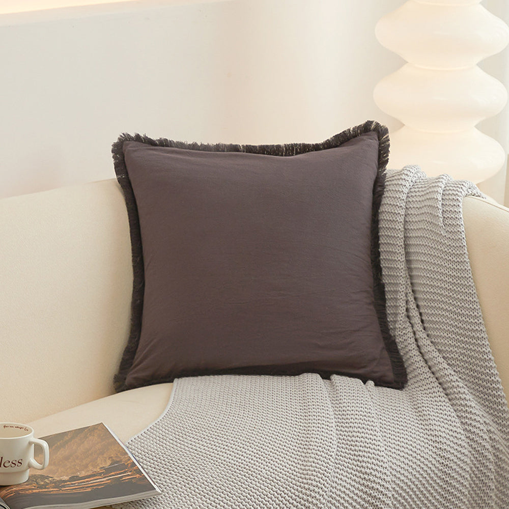 2Pcs 45x45cm Tassel Trim Throw Pillow Cover