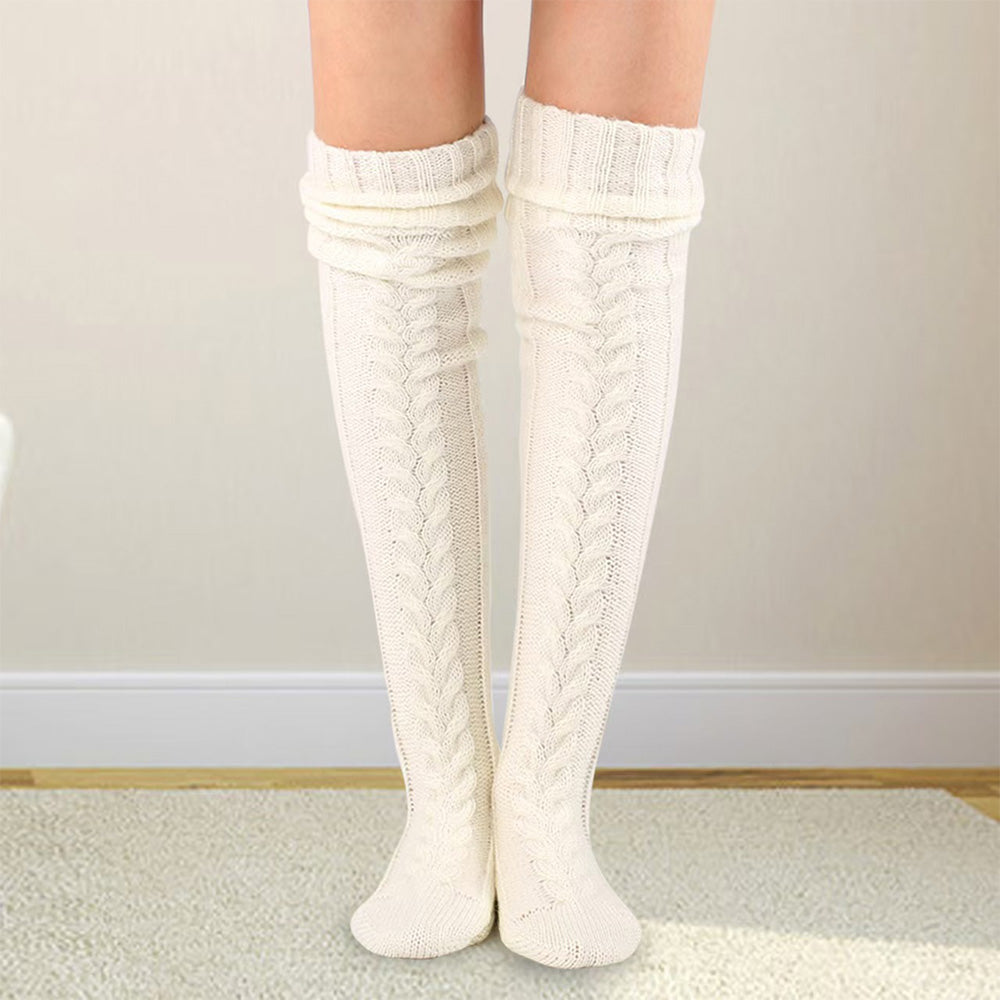 Womens Knitted Over Knee Socks for Fall and Winter Thick and Warm Long Stockings