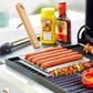 Stainless Steel Hot Dog Grill with Wooden Handle and 4 BBQ Skewers