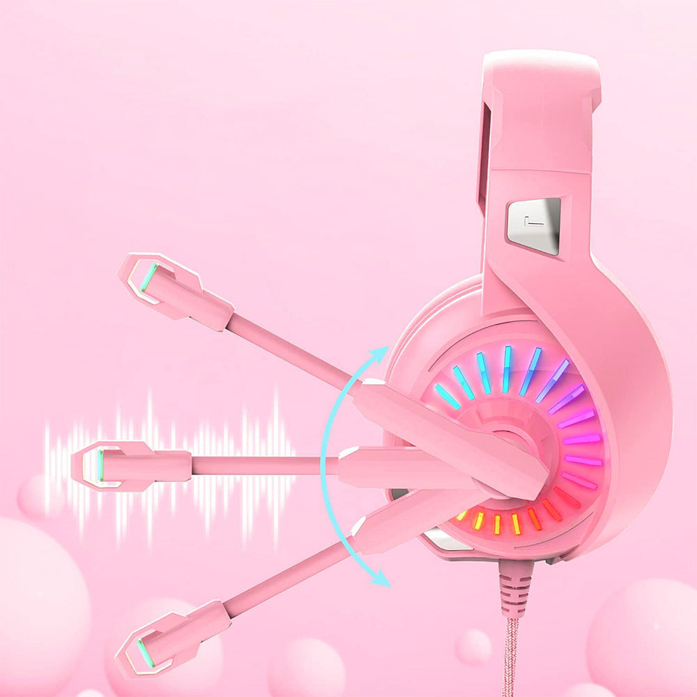 Wired Over-Ear Gaming Headset with LED RGB Lights and Mic