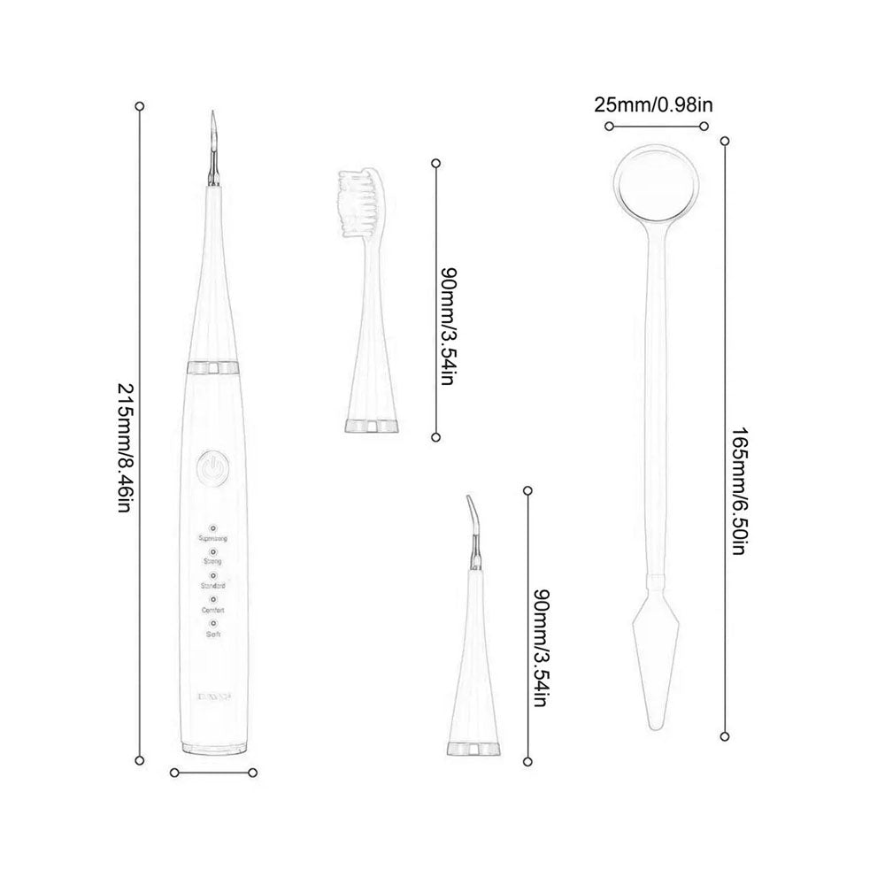 2Pcs 6 in 1 Electric Ultrasonic Dental Calculus Remover Teeth Cleaner