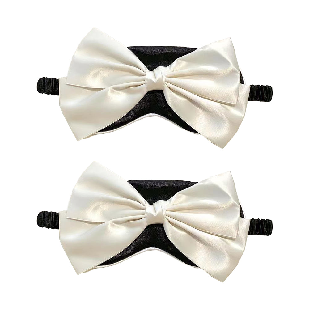 2Pcs Silk Bow Tie Relieve Fatigue Travel Eye Mask