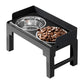 Dog Bowl Stand 5 Height Adjustable Raised Feeder with 2 Stainless Steel Bowls-Black