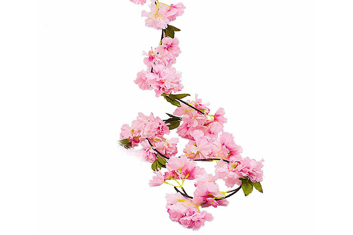 4Pcs Sakura Vine Artificial Silk Hanging Garland 2.3 m for Wedding and Home Decoration