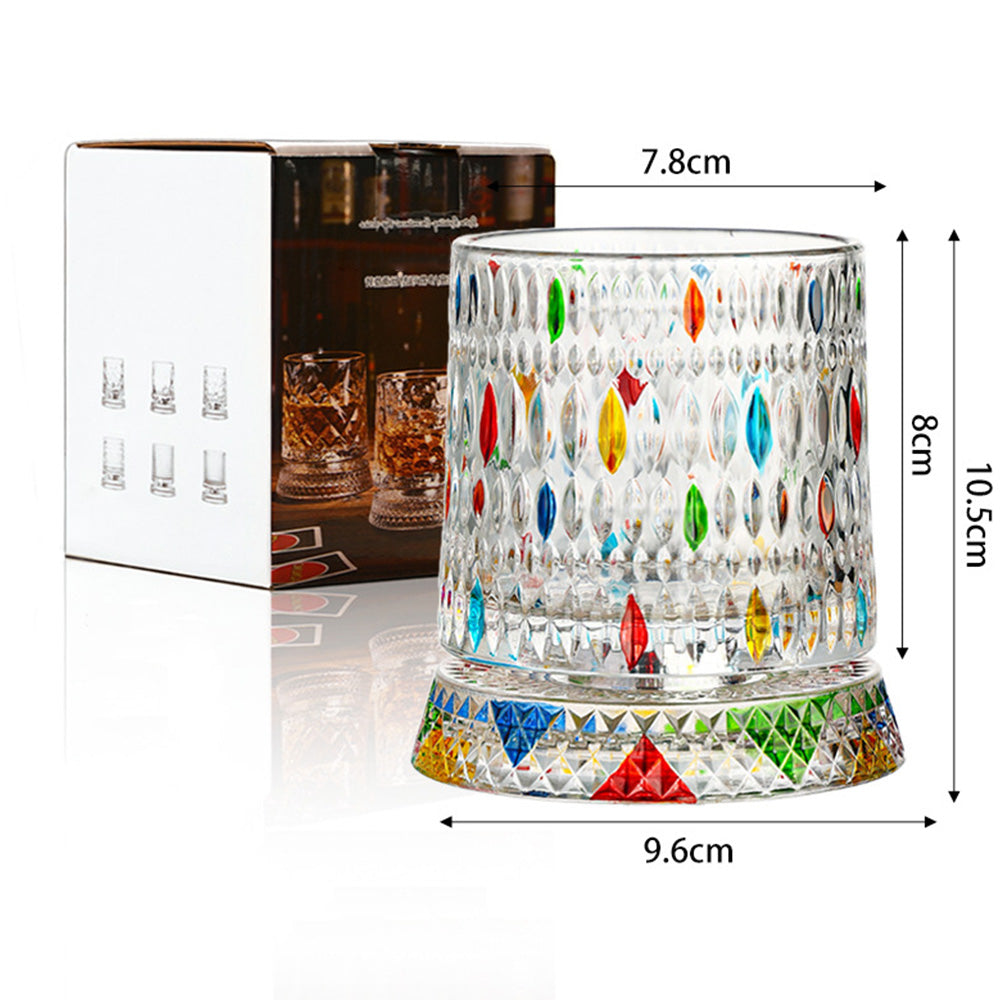 270ml Rotating Whiskey Glass Hand Painted Whiskey Tumbler for Home Bar
