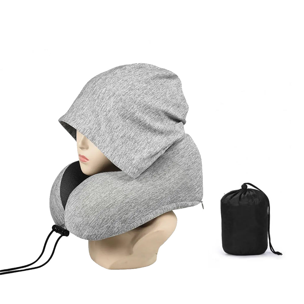 Hooded U Shaped Removable Travel Neck Pillow