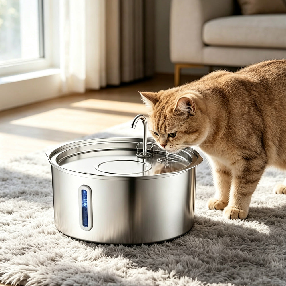 7L Stainless Steel Automatic Pet Water Fountain for Cats and Dogs
