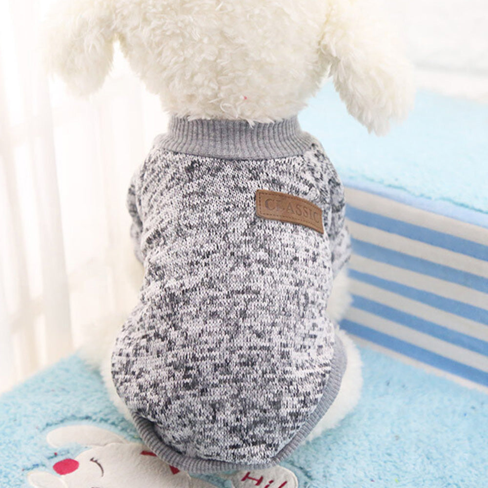 Dog Sweatshirt Pullover Classic Round Neck Soft Clothes for Small Medium Dogs Cats-Grey