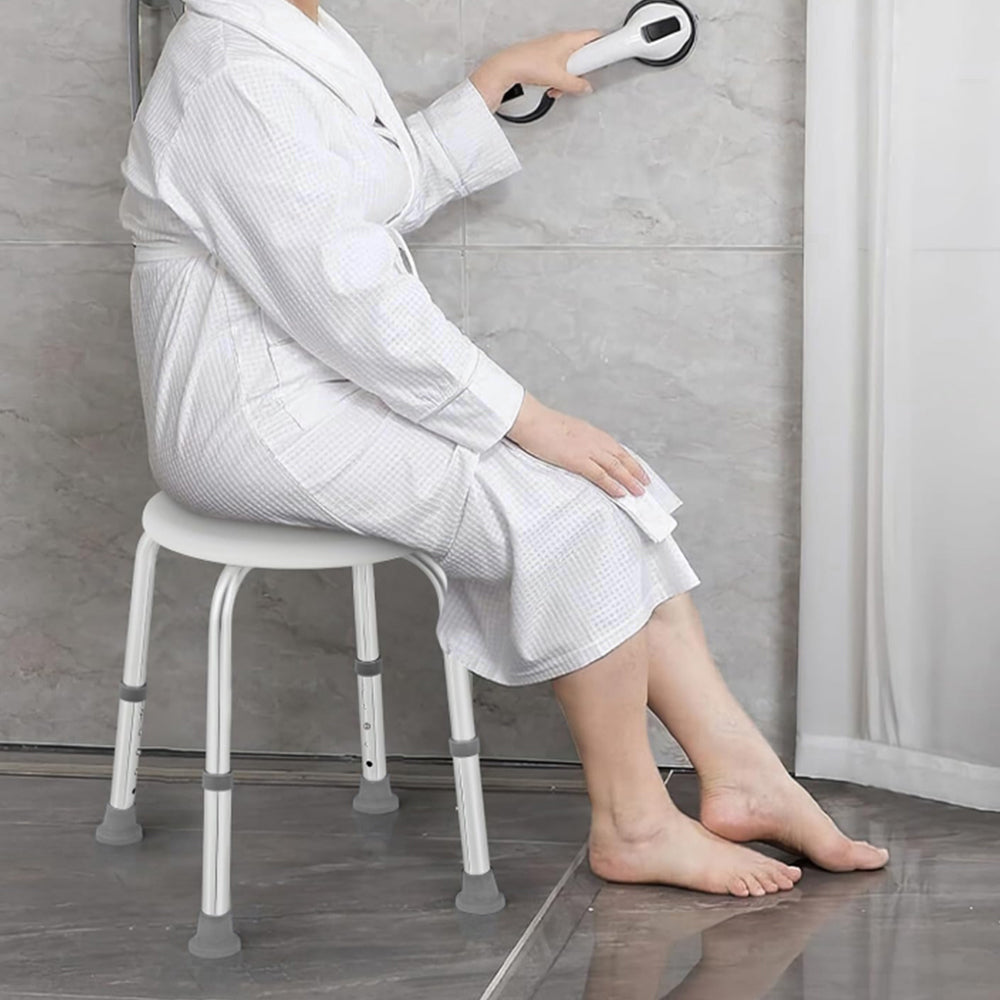 Round Adjustable Height Shower Stool With Anti-Skid Legs