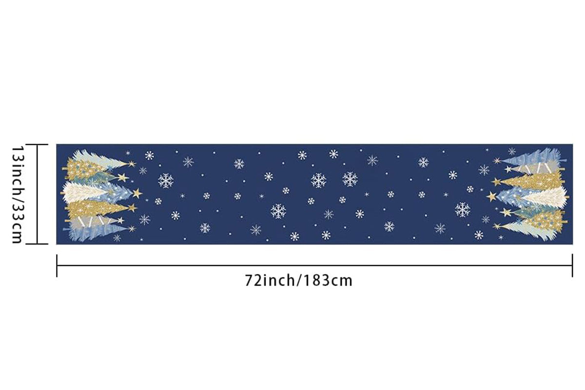 Christmas Table Runner Xmas Trees Tablecloth Cover For Kitchen Dinner Party