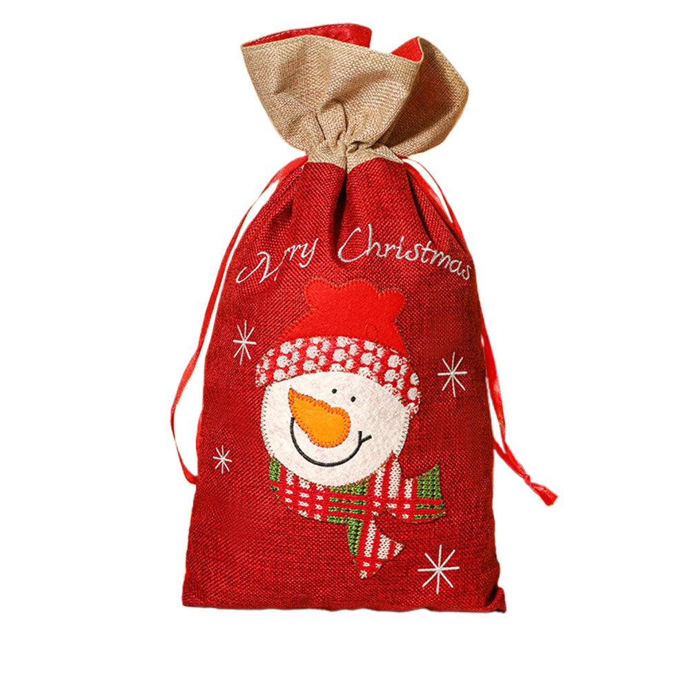 Xmas Sack Bag Christmas Burlap Stocking Gift Bag -Style 2