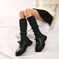 2Pcs The 80s Ribbed Knitted Long Socks for Women