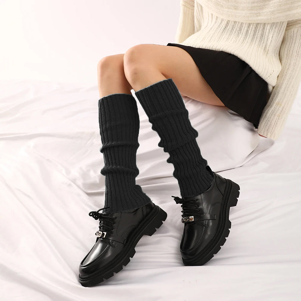 2Pcs The 80s Ribbed Knitted Long Socks for Women