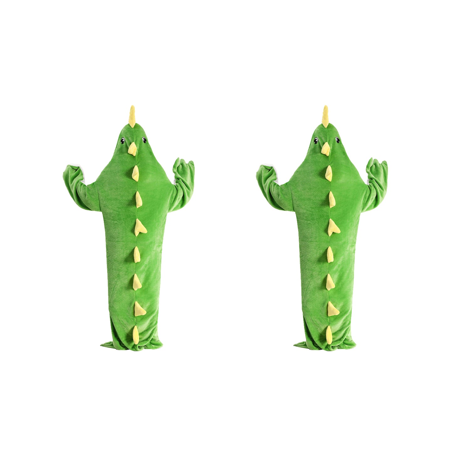 2Pcs Cartoon Dinosaur Adult Wearable Flannel Hoodie Sleep Blanket