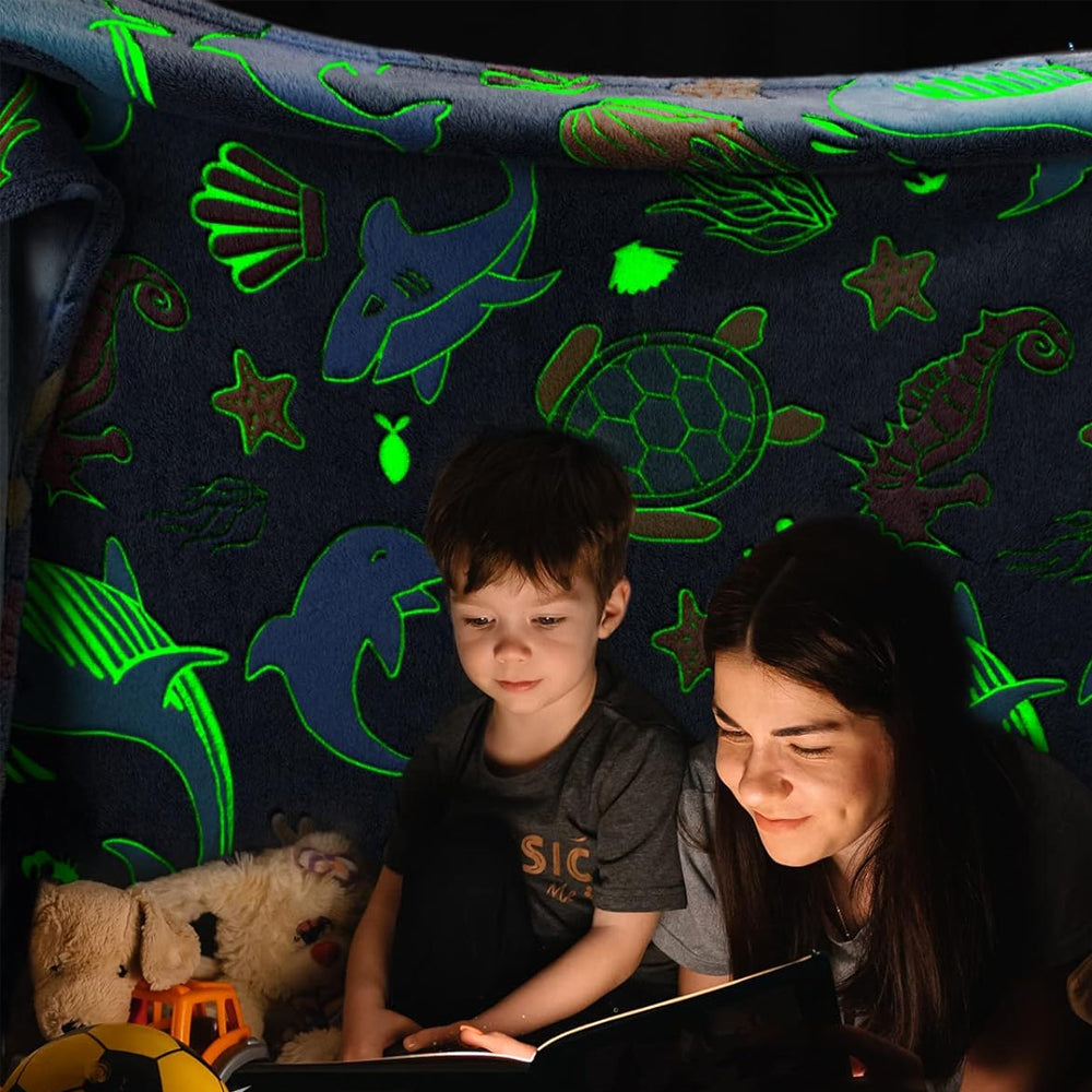 Glow in The Dark Throw Blanket Marine Life Luminous Blanket