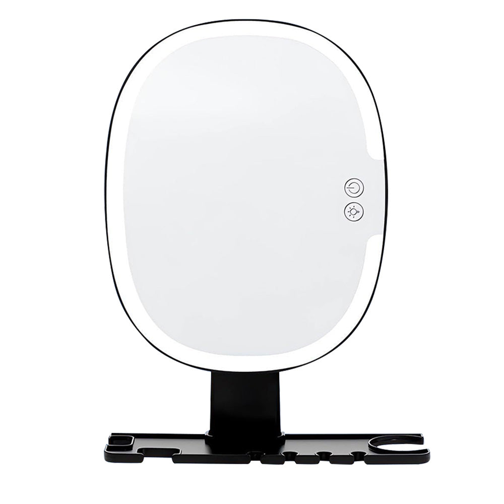 Bathroom Anti Fog Mirror with Lights Built In Shelf No Drilling Installation for Shower Room