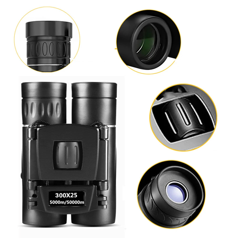 300x25 Folding High Powered Binoculars with Phone Holder