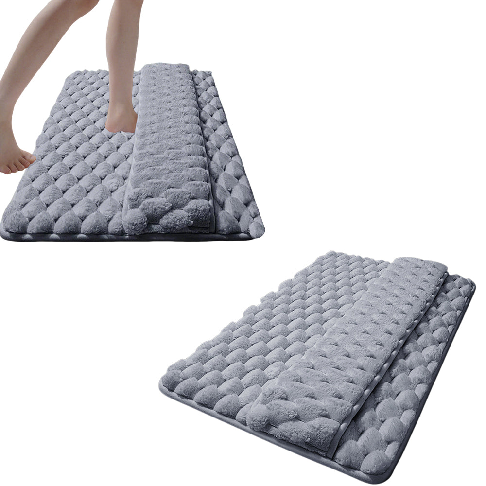 Memory Foam Bathroom Mat Wipe-Off Sole Mat Plush Absorbent Shower Mat-Gray