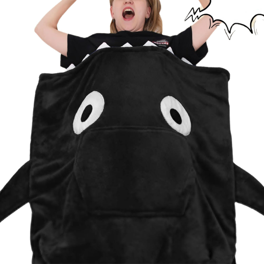 Shark Hooded Blanket Hoodie Wearable Flannel Suit