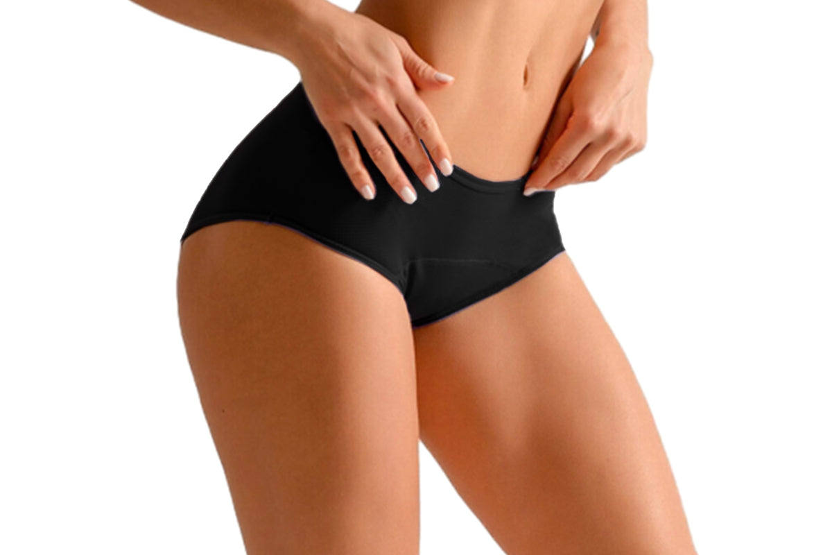 3Pcs Women Menstrual Period Underpants Nylon Panties Leakproof Briefs-Black