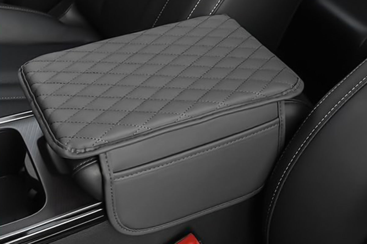 Microfiber Leather Car Center Console Cover Car Arm Rest Cover with 2 Storage Bags
