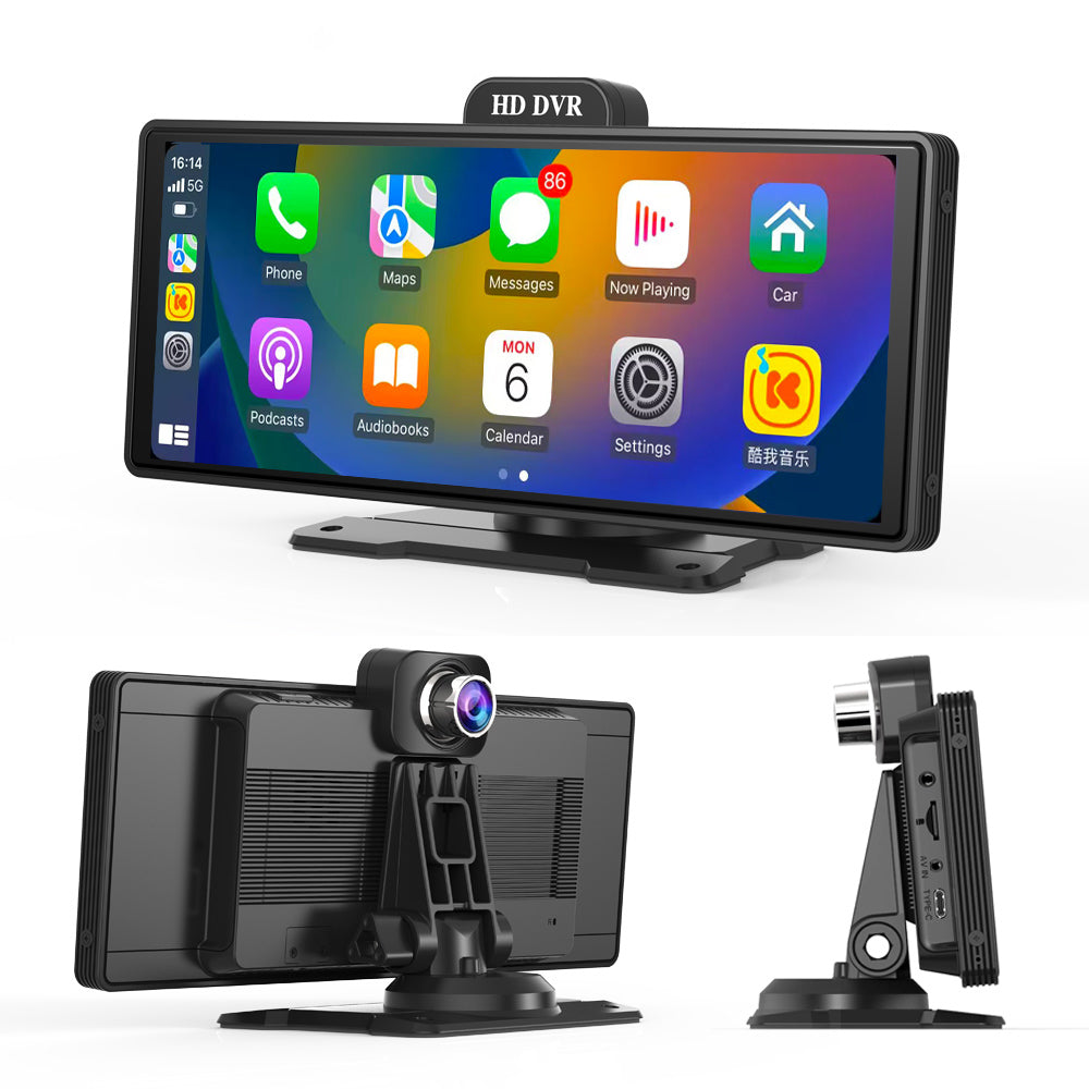 9.3 Inch 4K Portable Wireless Carplay Dual Car Recorder