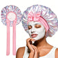 Satin Sleep Bonnet Hair Wrap for Women Adjustable Bow Print Silk Like Night Cap
