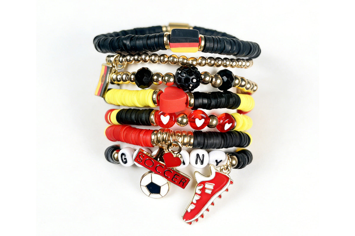 Colorful Soft Clay Football World Cup Bracelets Set for Aldults Soccer Fans