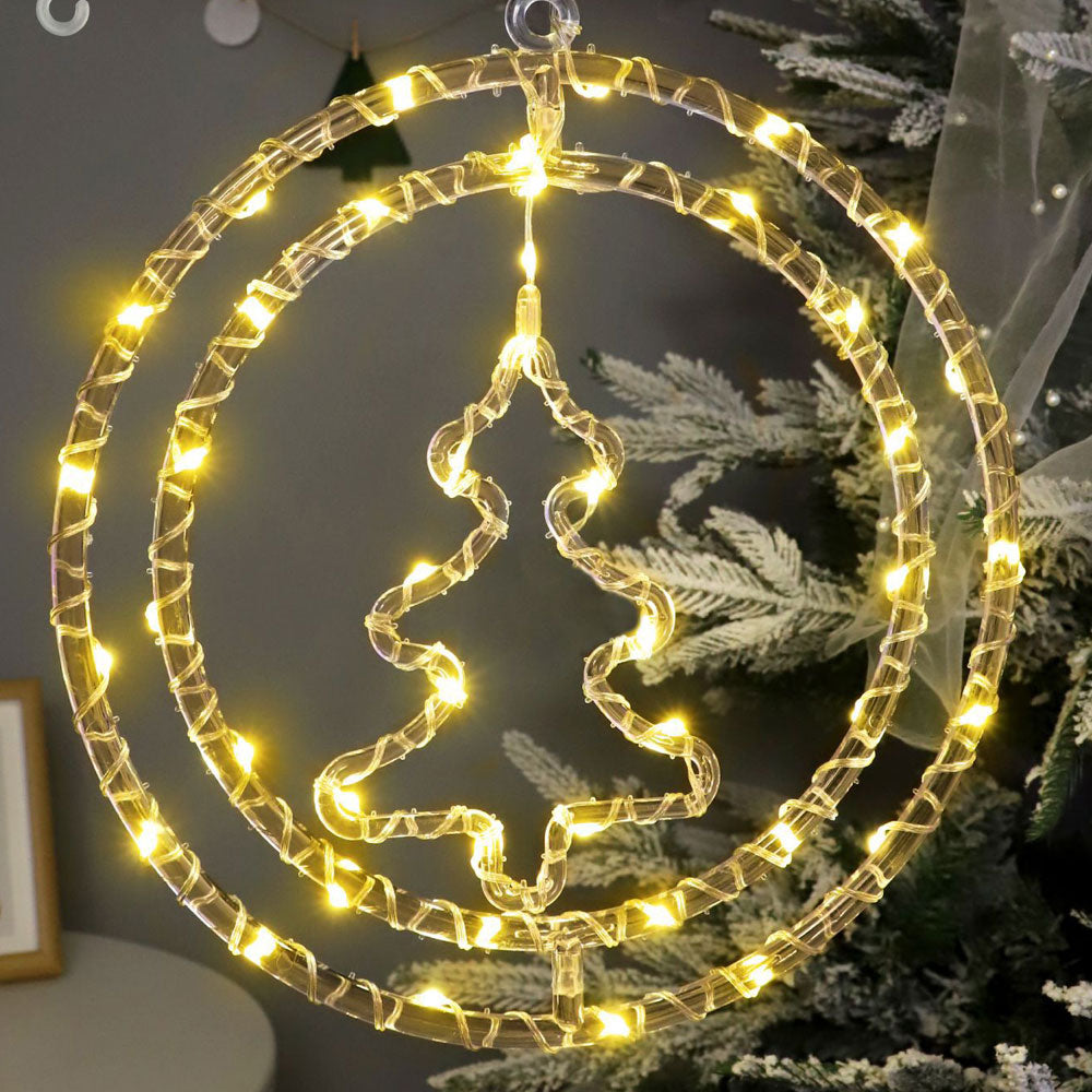 2Pcs Christmas LED Decoration Lights Battery Operated Double Ring LED String Christmas Decoration