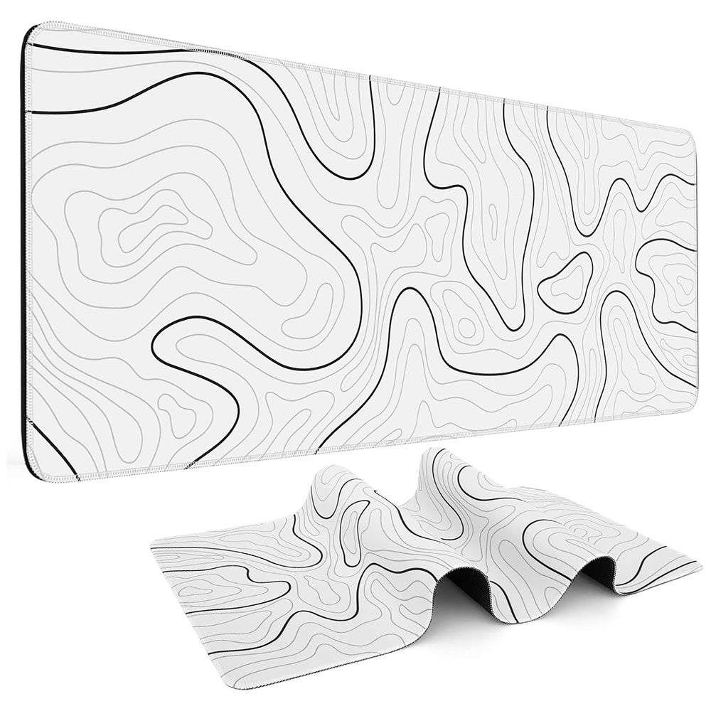 Keyboard Mouse Pad with Smooth Cloth Surface and Non-Slip Rubber Bottom for Office and Gaming Use-White