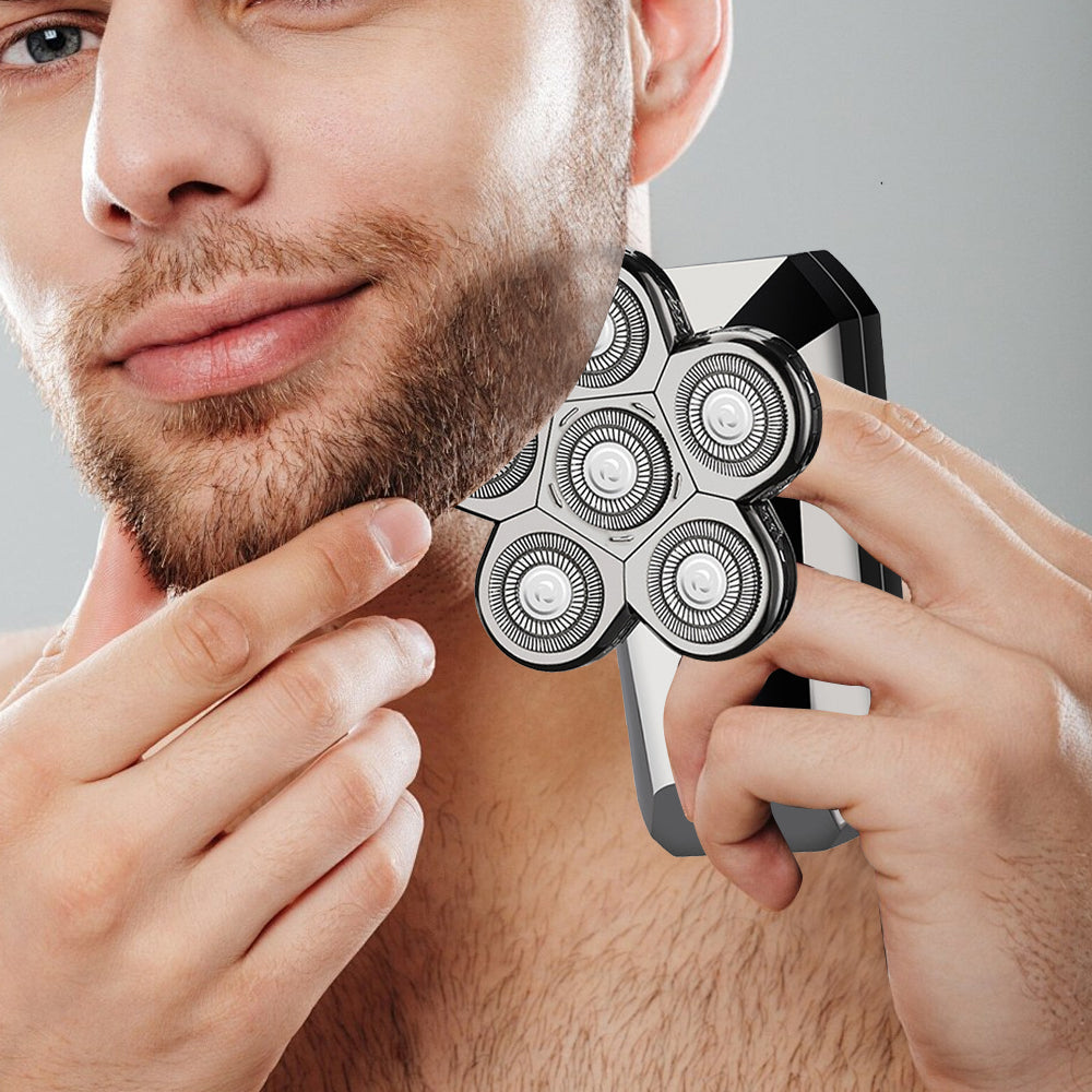 5-in-1 Electric 6D Rotary Shaver Hair Trimmer Cordless Water-resistant Barber