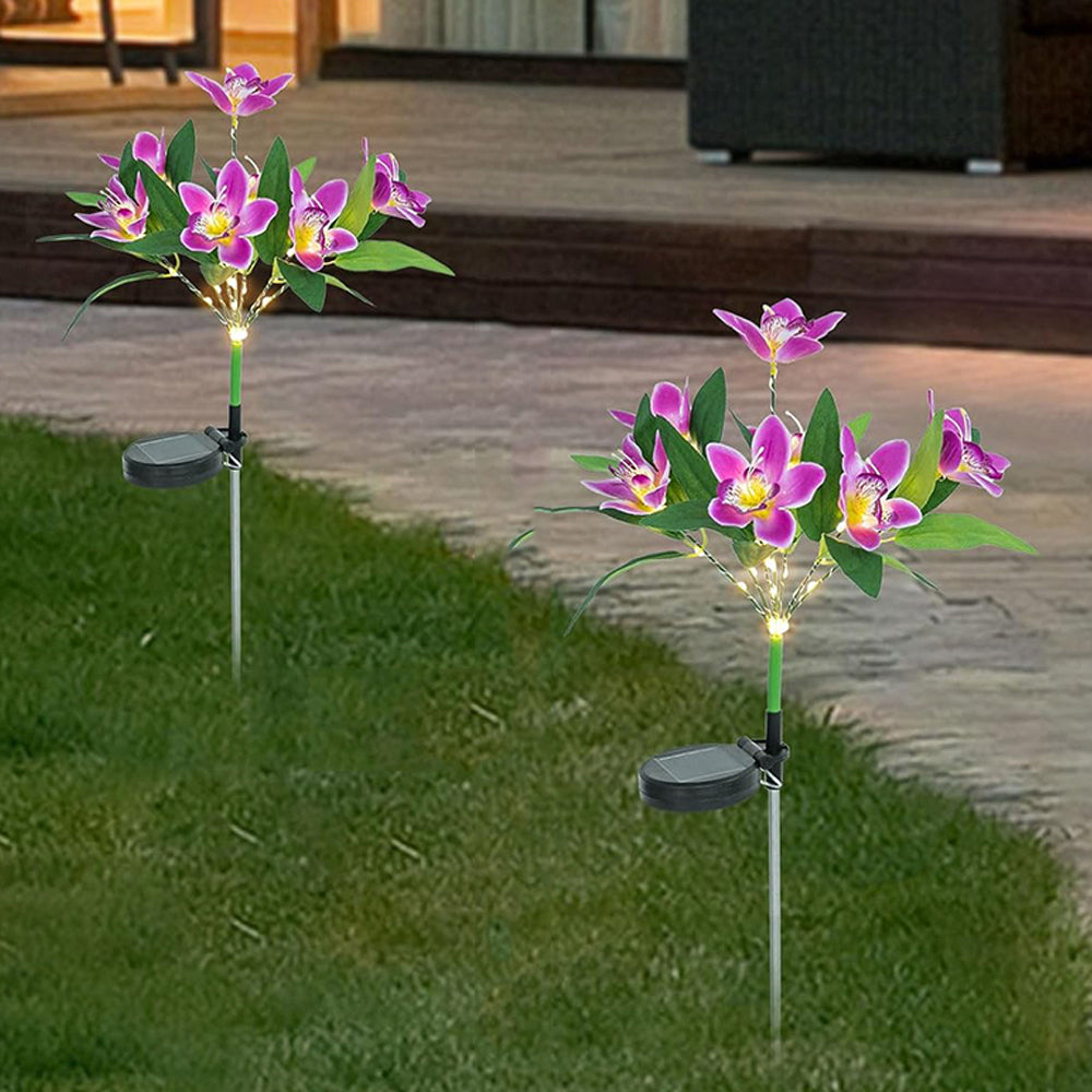 2Pcs 7 Head Solar Orchid Lamp