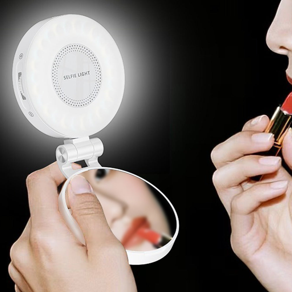 Phone Selfie Light Rechargeable Folding Phone Fill Light With Mirror