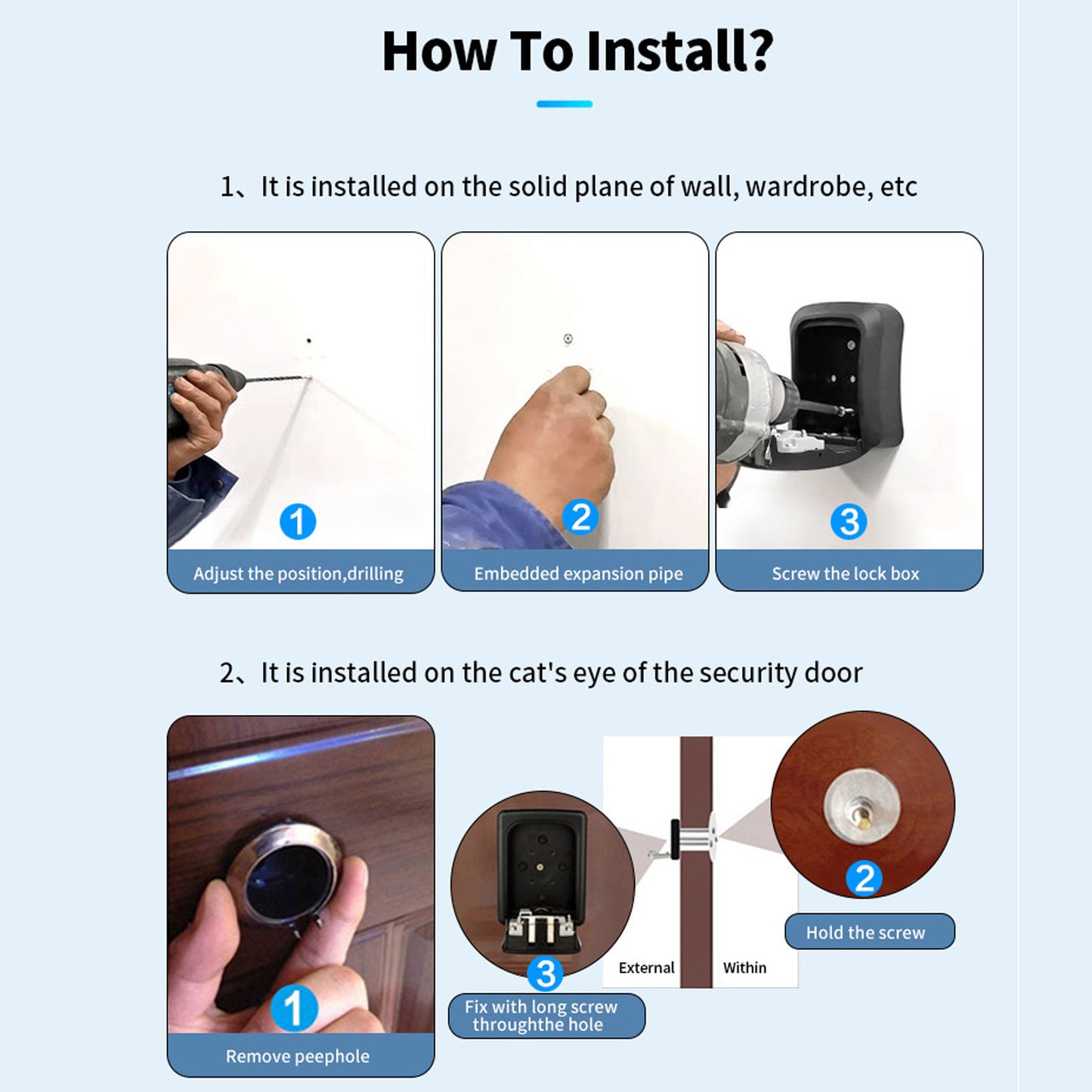 Single Password Waterproof Large Capacity Wall Mount Key Lock Box for Home Garage