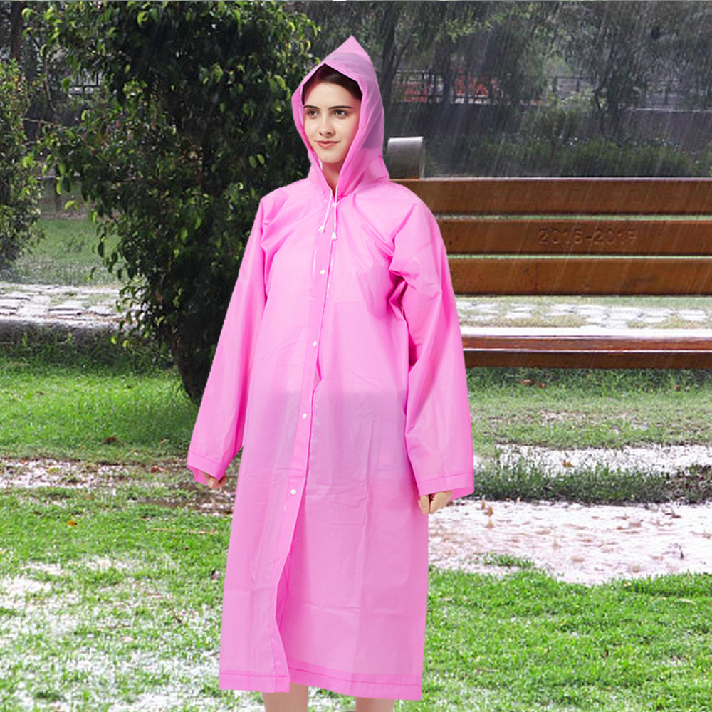 EVA Reusable Unisex Waterproof Hooded Raincoat
