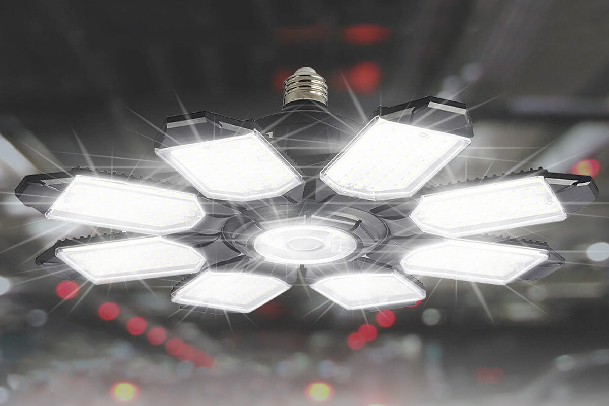 8 Panels LED Foldable Garage Ceiling Light for Workshop Warehouse Lighting