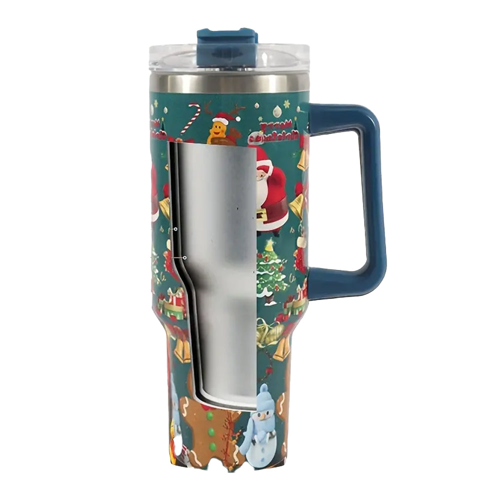 40oz Stainless Steel Christmas Pattern Thermal Mug For Stanley Cup