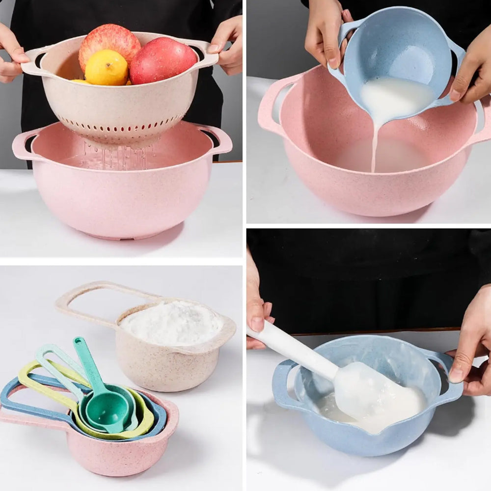 10Pcs Nested Mixing Bowls with Measuring Spoon