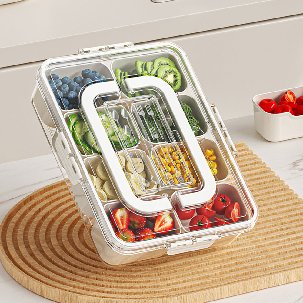 Divided Serving Tray with Lid and Handle Snack Box Container